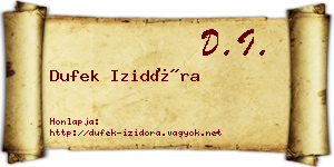 Dufek Izidóra névjegykártya